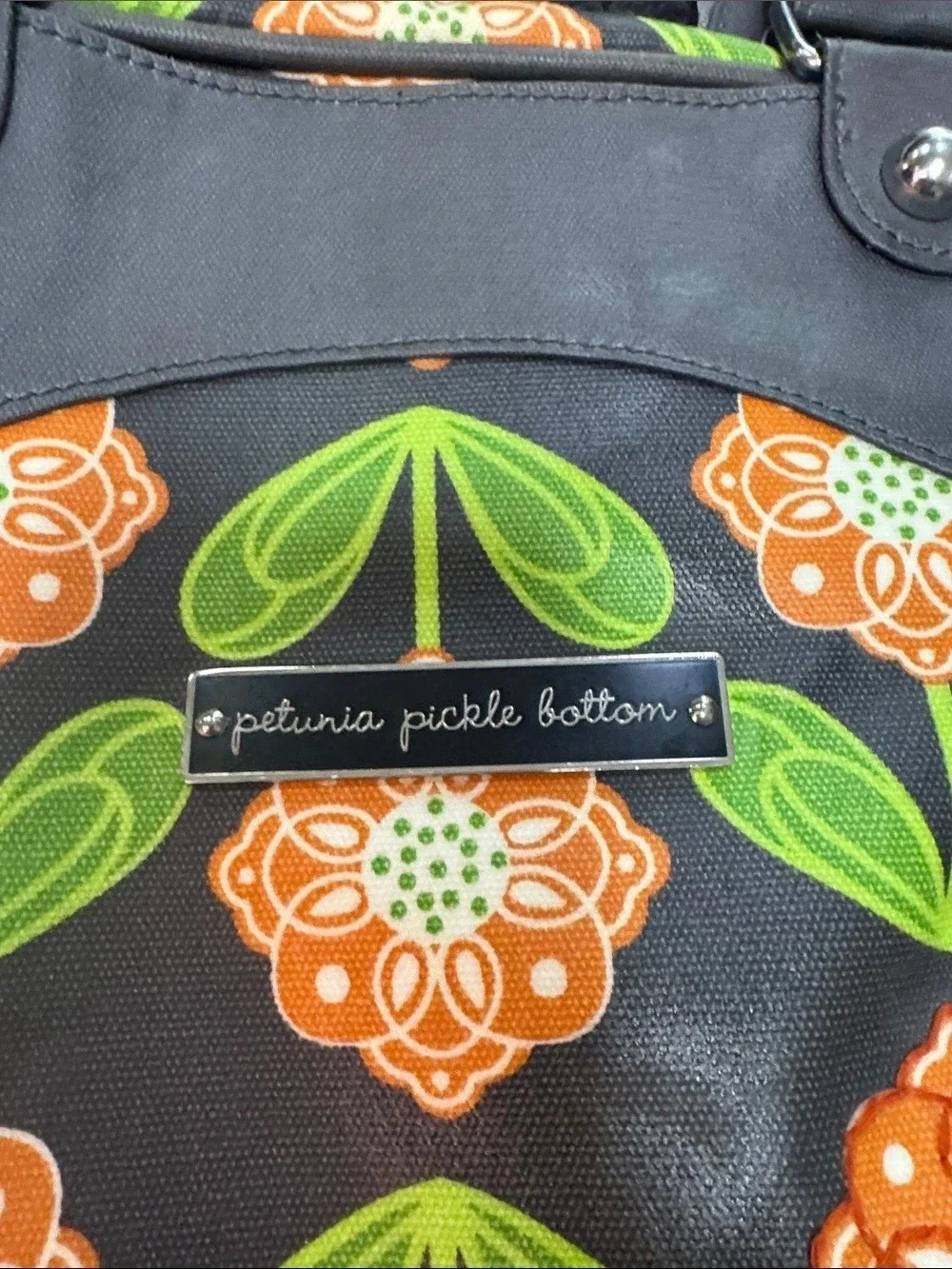 Petunia Pickle Bottom Boxy Backpack Floral Bag Black & Orange